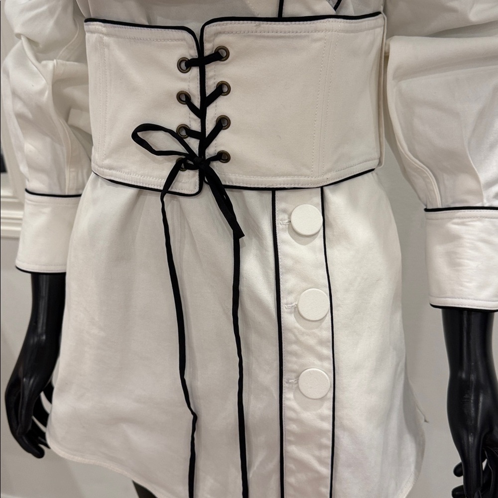 Self Portrit Elegant White Women's Dress with Black Trim size 6 US - Picture 6 of 16